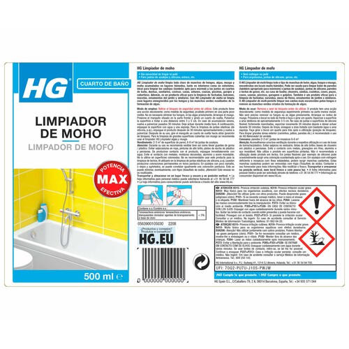 HG Limpiador de moho HG 500 ml.