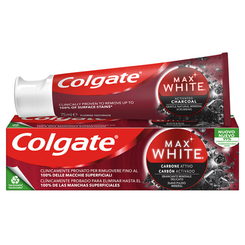 COLGATE Pasta de dientes con acción blanqueante COLGATE Max white carbon 75 ml.