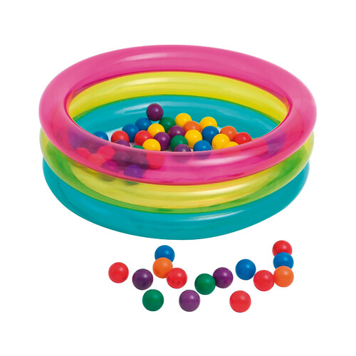 Piscina infantil de bolas hinchable con 50 bolas de plástico incluidas, 86x25 cm INTEX.