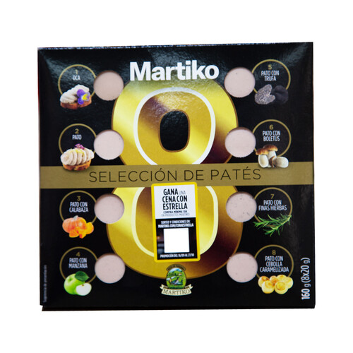 MARTIKO Surtido de pates de oca y pato MARTIKO 8 x 20 g.