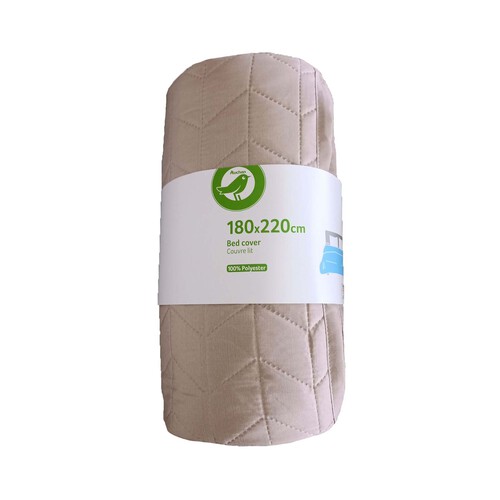 Colcha de microfibra color beige para cama individual, 180x220cm. ACTUEL