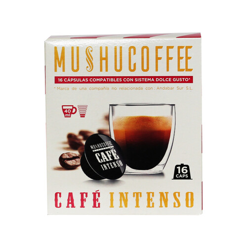 MUSHUCOFFEE Café intenso (100% café molido tueste natural) en cápsulas 16 uds.