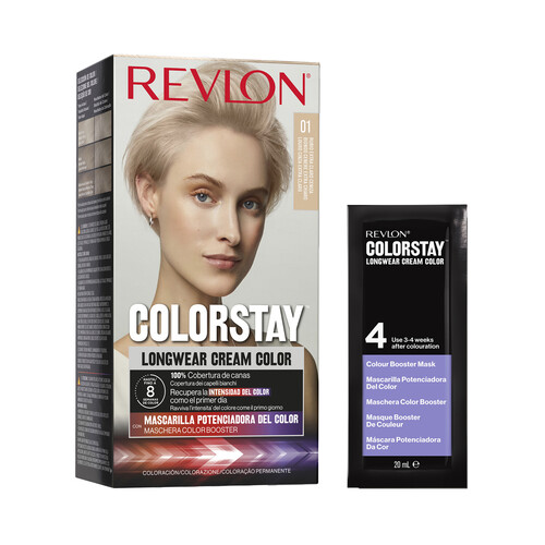 REVLON Coloración permanente tono 01 Rubio extra claro ceniza REVLON Colorstay.