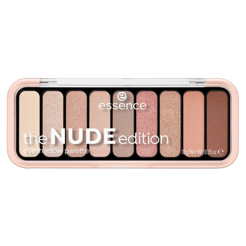 ESSENCE Nude edition Paleta de sombras de ojos con 9 tonos diferentes de larga duración con acabados mates y perlados. 