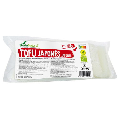 SORIA NATURAL Tofu japonés ecológico, con bajo contenido en grasas saturadas 300 g.