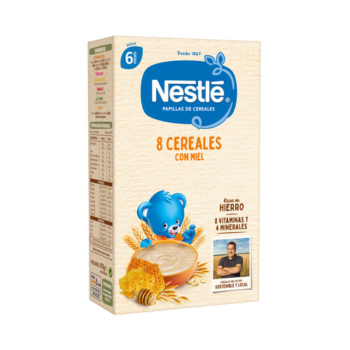 NESTLÉ Papilla de 8 cereales con miel a partir de 6 meses 475 g.