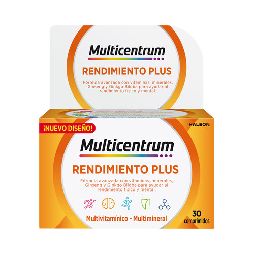 Complemento nutricional con ginseng y ginkgo biloba MULTICENTRUM Plus 30 uds.