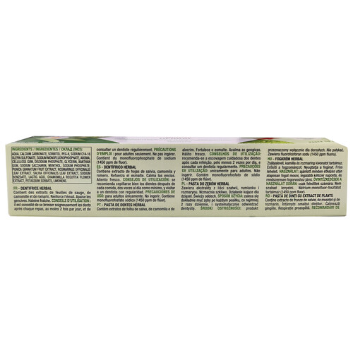 PRODUCTO ALCAMPO Herbal Pasta de dientes con extracto de camomila, hoja de salvia y romero 75 ml.