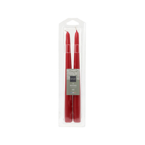 Pack de 2 velas para candelabro de color rojo, ACTUEL.