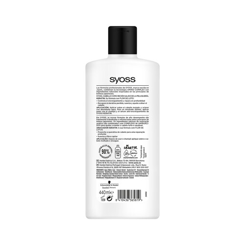 SYOSS Acondicionador con flor de loto para cabellos encrespados y secos SYOOS Keratin 4440 ml.