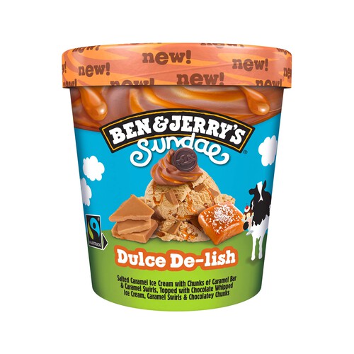 BEN & JERRY'S Tarrina de helado sundae dulce de leche 427 ml.