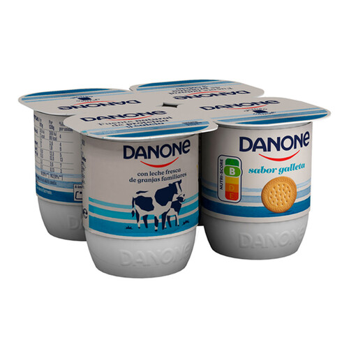 DANONE Yogur con sabor a galleta 4 x 120 g.