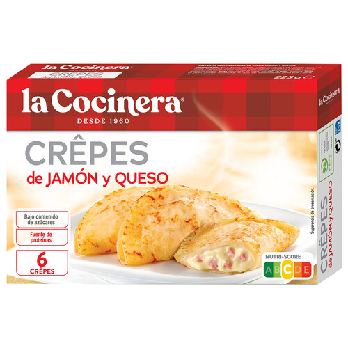 LA COCINERA Mini crepes rellenos de jamón y queso 255 g.