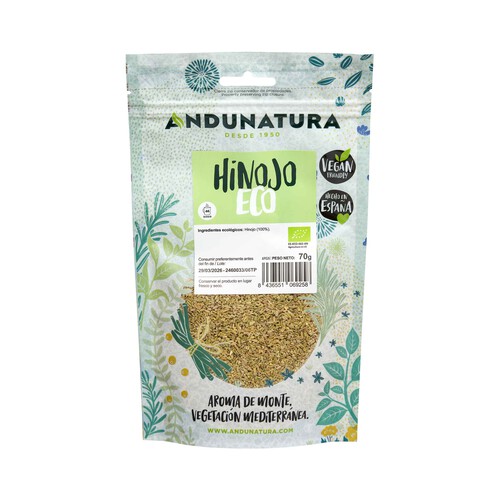 ANDUNATURA Hierbas para infusión de hinojo ecológico 70 g.