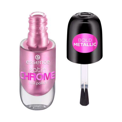 ESSENCE Satin chrome tono 02 Artificial pinktelligence Esmalte de uñas cromado rosa frio.