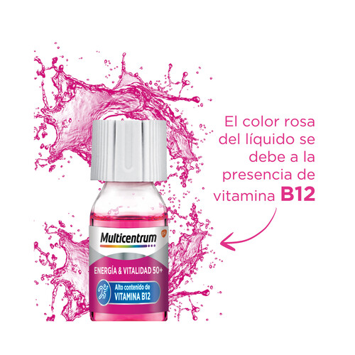 MULTICENTRUM Energía & vitalidad 50+ Polivitamínico con alto contenido en vitamina B12, para personas mayores de 50 años 15 uds.