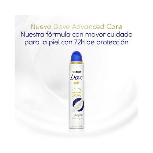 DOVE Advanced care original Desodorante en spray para mujer con protección antitranspirante de hasta 72 horas 200 ml.