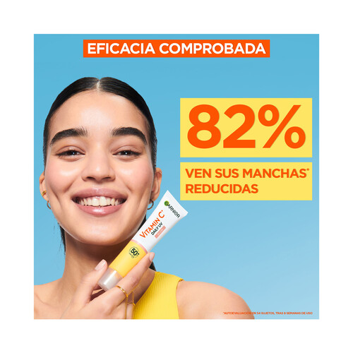 GARNIER Skin active Fluido diario iluminador con vitamina C y FPS 50+ 50 ml.