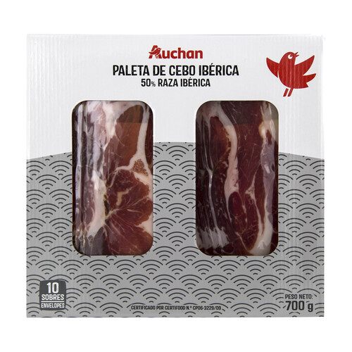 AUCHAN Maletín con 10 sobres de 70 g. de paleta de cebo ibérico (50% raza ibérica. Producto Alcampo