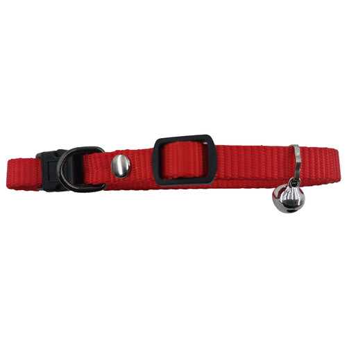 PRODUCTO ALCAMPO Collar de 1 cm. extensible (20 - 40 cm) rojo con campana y hebilla de plástico.