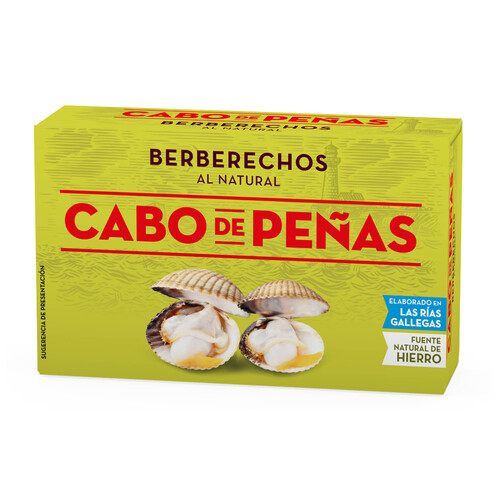 CABO DE PEÑAS Berberechos al natural, lata de 63 g.