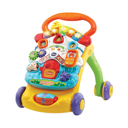 Andador andandín 2 en 1 Correpasillos con panel de actividades extraíble, sistema de frenado y plegable VTech Baby. Edad recomendada desde 9-36 meses