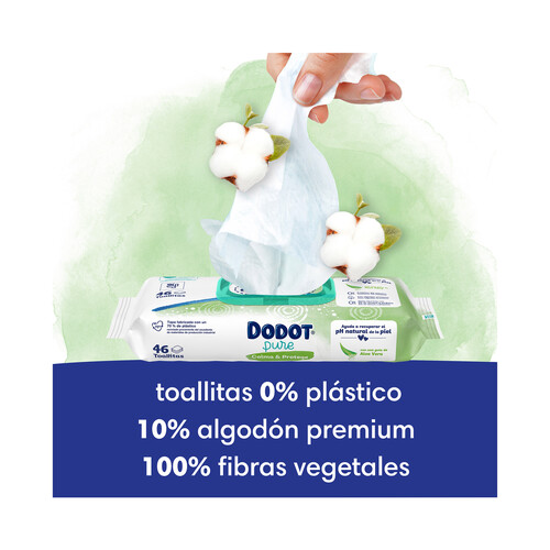 DODOT Pure calma & protege Toallitas húmedas para bebé con aloe vera 3 x 46 uds.