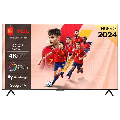 Televisión 215,9cm (85) TCL 4K, SMART TV, GOOGLE TV, HDR10+, Dolby Audio, USB, Bluetooth, HDMI 2.1, Game Master 2.0, Chromecast integrado. 