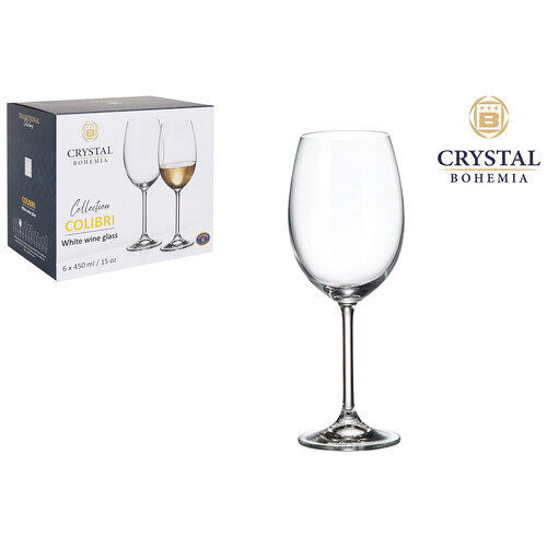 Copa de vino fabricada en Cristal de Bohemia, 0,45 litros, serie Colibri CRYSTAL BOHEMIA.