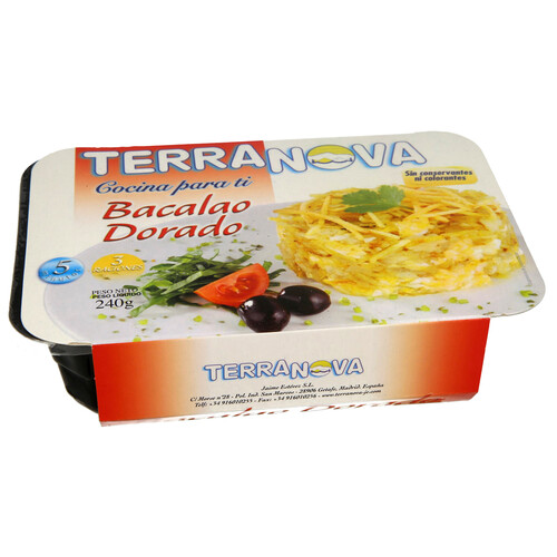 TERRANOVA Bacalao dorado ultracongelado, sin colorantes ni conservantes 240 g.