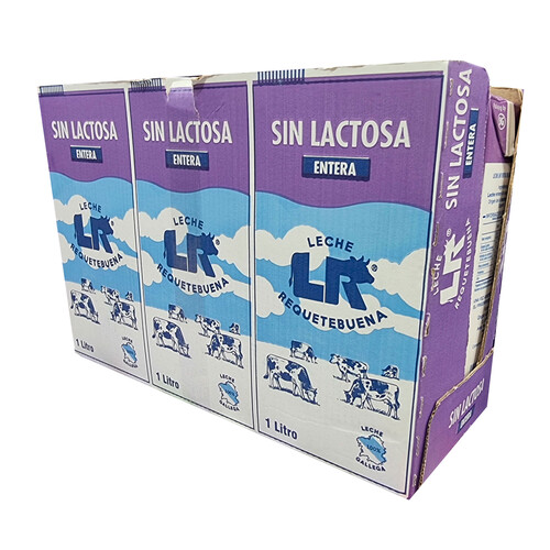 L.R. Leche entera de vaca, sin lactosa 6 x 1l.