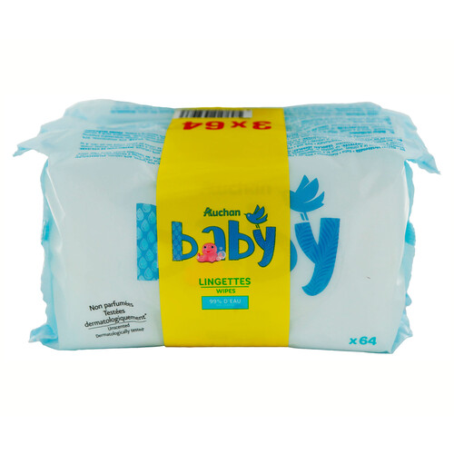 PRODUCTO ALCAMPO Baby Toallitas húmedas para bebe con un 99% de agua 3 x 64 uds.