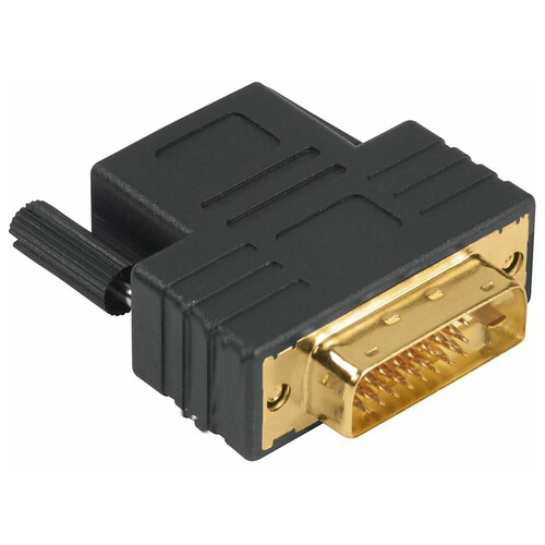 Adaptador QILIVE de HDMI hembra a DVI macho, terminales dorados.