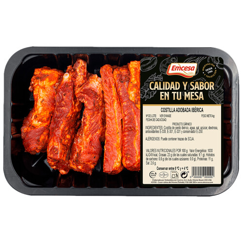 EMCESA Costillas de cerdo ibérico partidas y adobadas