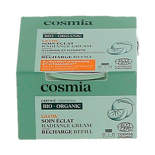 COSMIA Bio Recarga de crema facial iluminadora e hidratante con extracto de naranja ecológica y vitamina C 50 ml.