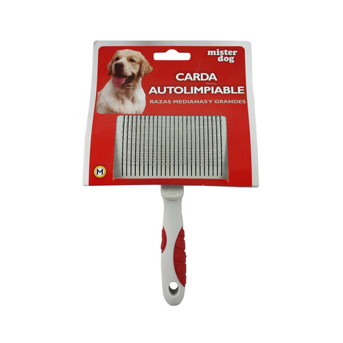 MISTER DOG Cepillo carda autolimpiable mediano para razas de perro medianas y grandes MISTER DOG 1 ud.