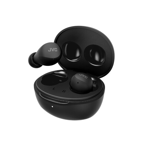 Auriculares inalámbricos Bluetooth JVC Gumy Mini HA-A6T negros, control táctil, autonomía 23 horas, compatible con asistente de voz, IPX4.