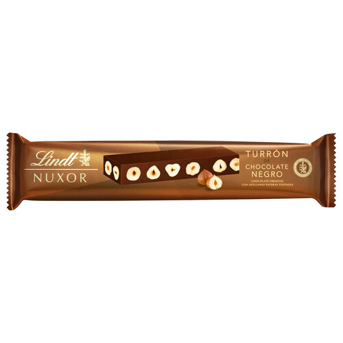 LINDT Turrón de chocolate negro con avellanas 200 g.