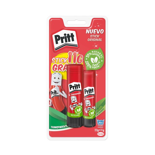 Lote de 2 barras adhesivas, 1 de 22 g y otra de 11 g PRITT.