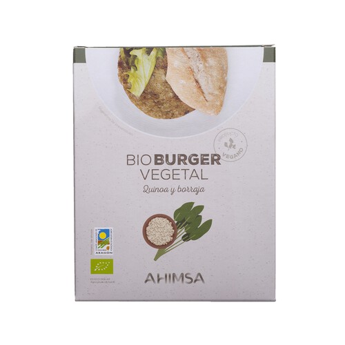 AHIMSA Burger de avena,quinoa y verduras ecológica AHIMSA 150 g.