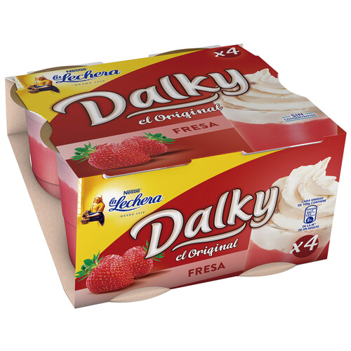 LA LECHERA Copa de fresa y nata de NESTLÉ LA LECHERA DALKY pack de 4 uds de 100 gr