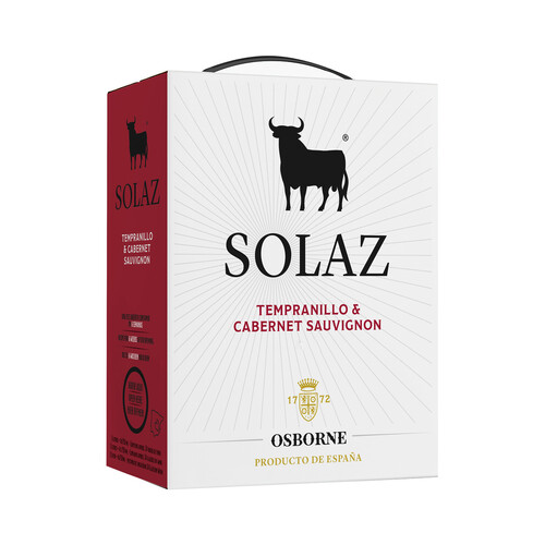 SOLAZ Vino tinto con IGP Vino de la Tierra de Castilla Bag in box de 3 l.