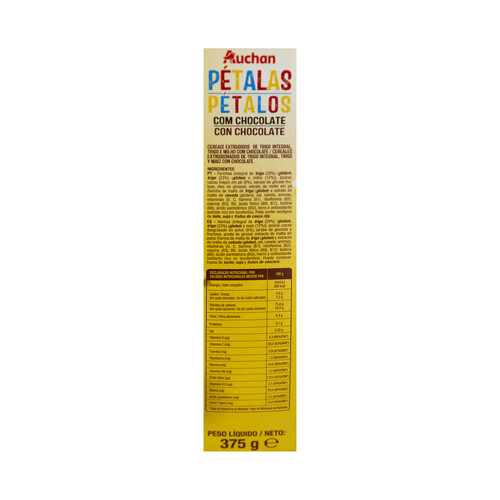 PRODUCTO ALCAMPO Cereales de trigo integral, trigo y máiz, con chocolate 375 g.