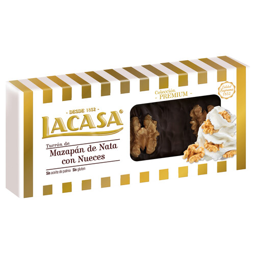 LA CASA Turrón de mazapán con nata y nueces 250 g.