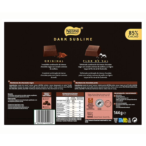 NESTLÉ Bombones dark 85 % 144 gr.