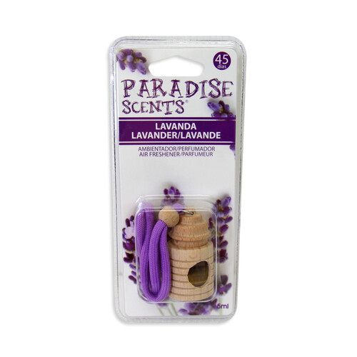 Ambientador de coche con perfumador de madera para colgar con olor a lavanda PARADISE SCENTS.