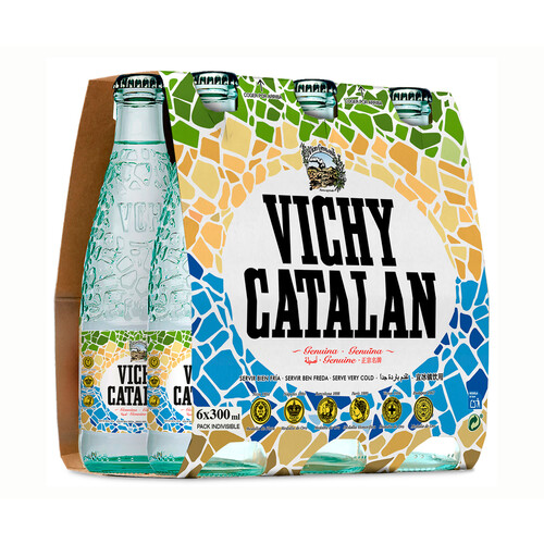 VICHY CATALAN Agua mineral con gas botella de 25 centilitros pack de 6 uds.