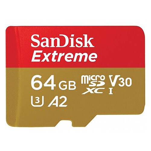 Tarjeta microSD 64GB SANDISK Extreme, Uhs-i Clase 10.