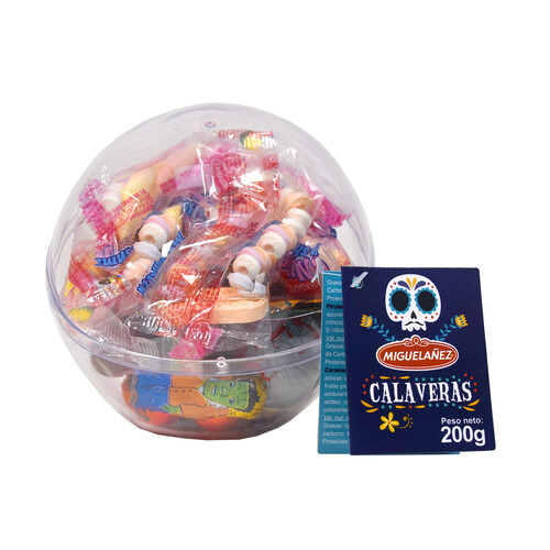 Caramelos surtidos Halloween, calavera cristal MIGUELAÑEZ 200 g.