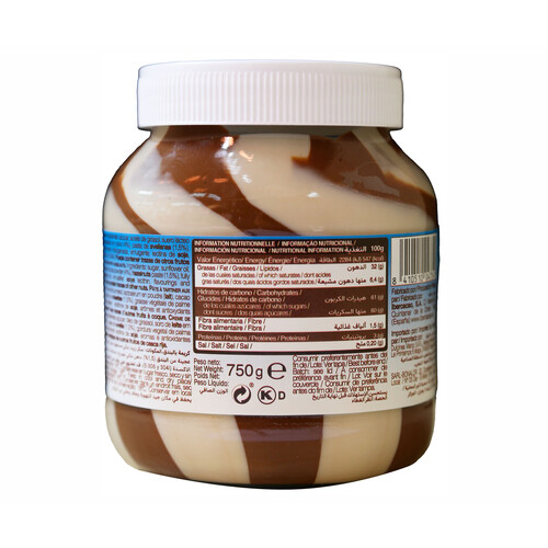 DULCINEA Crema de cacao de dos sabores 750 g.